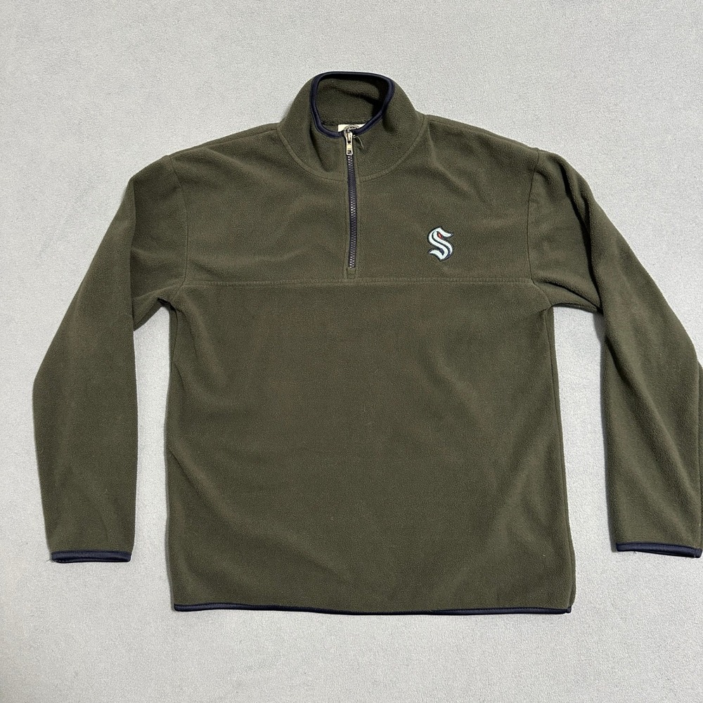 NHL Seattle Kraken Fleece Jacket Quarter Zip Long Sleeve Gray Mens Size Small